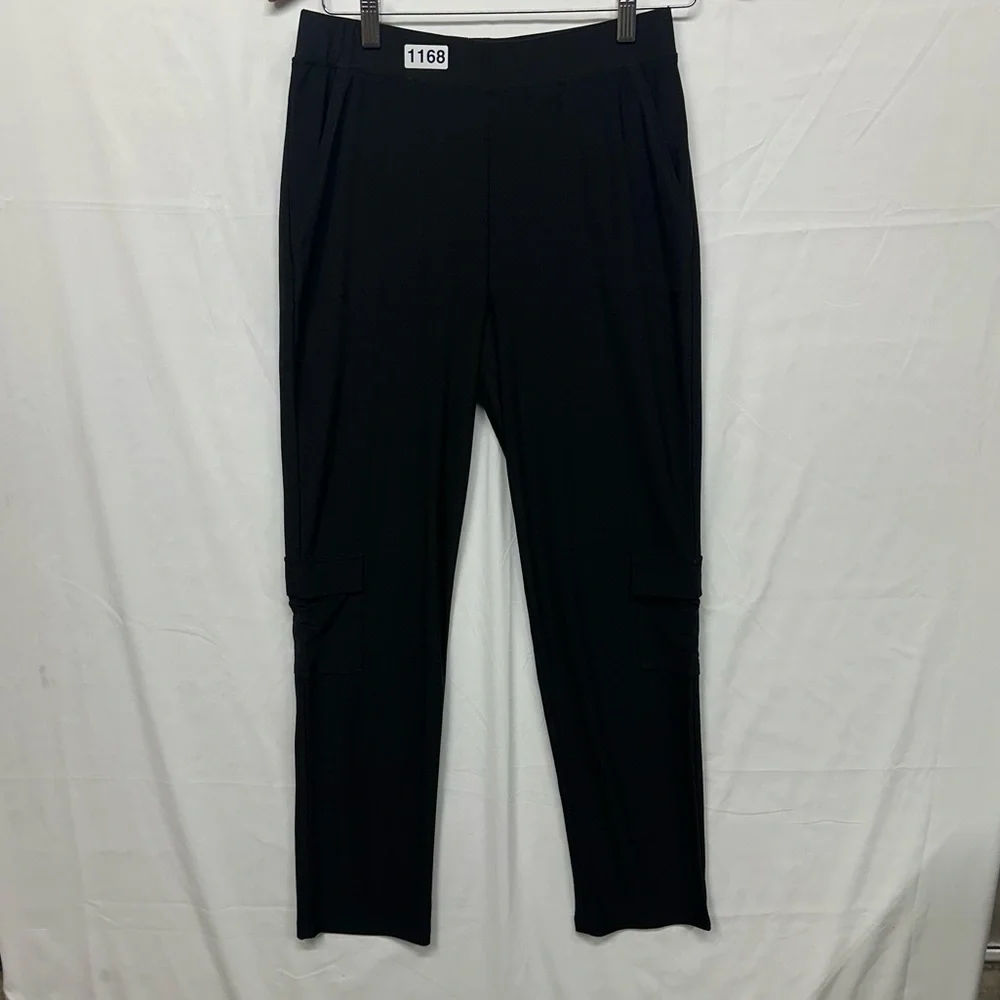 Attitudes by Renee Cargo Pull On Pants Small Black Stretch Pockets